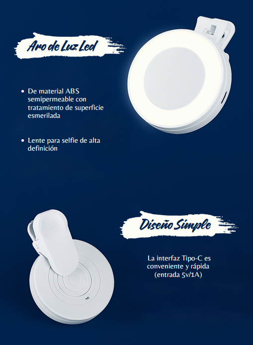 Halo360 LED Hub 3-en-1, Anillo de luz LED recargable con espejo y soporte para teléfono